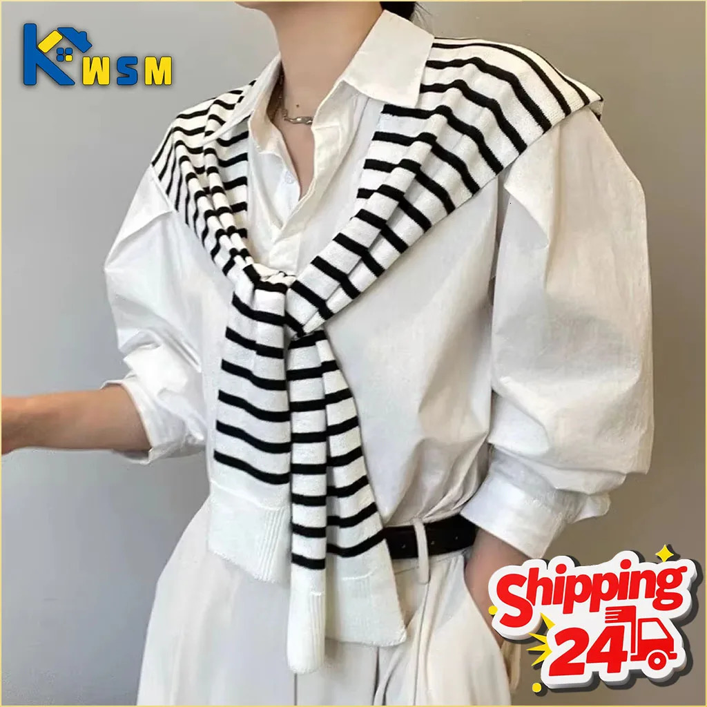 Knitted Stripe Capelet for Women Summer Air Conditioner Neck Cover Shawl Casual Lightweight Shoulder Wrap High End Vest 261015