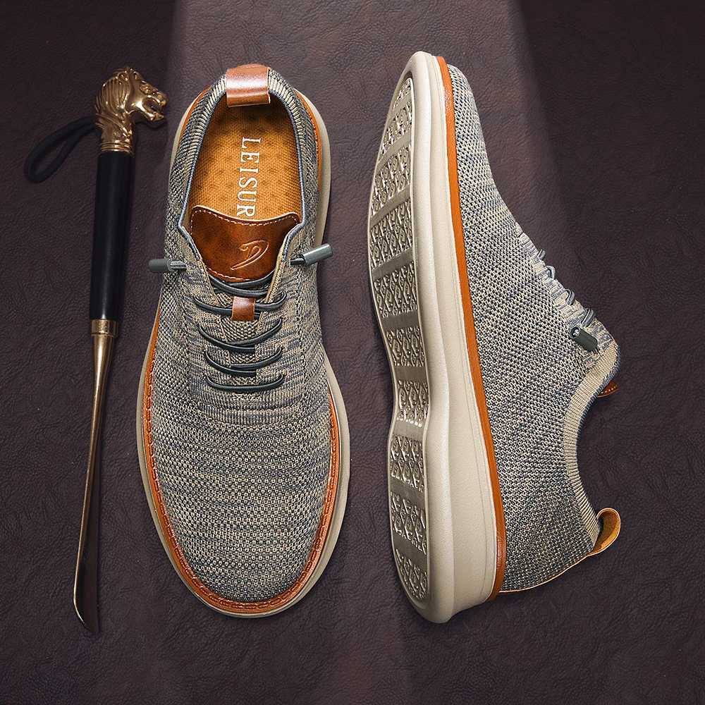 Mens Knit Casual Dress Shoes Breathable Mesh SlipOn Loafers Lightweight Comfort NonSlip Walking for Business Office D Q