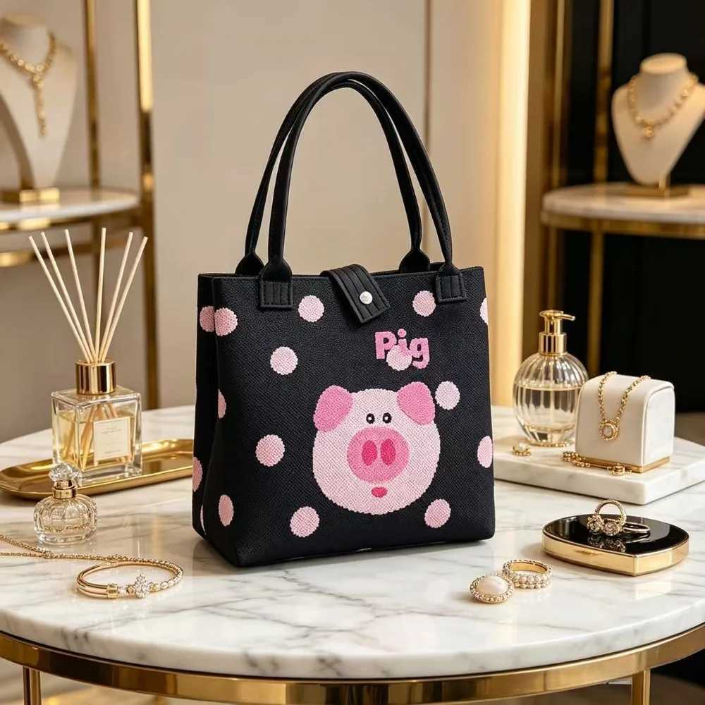 Evening Bags New Sweet Style Tote Bag Knitted Woven Work Portable Commuting Hand Bucket Bag H261016