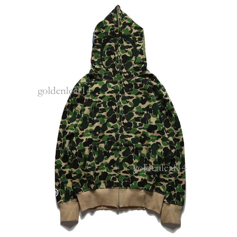 ape hoodie Designer Shark Hoody Classic Full Zip Up Outerwear High Quality Mens Womens Fashion Camouflage Print Single Cap Hoodie Hot Sale bathing A