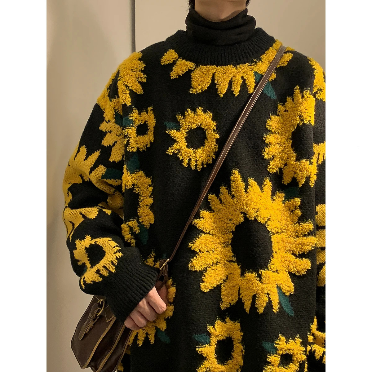 Sweater Winter Sunflower Warm Sweaters Fashion Male O-Neck Pullovers Sweater Men Loose Casual Sweater Thick Knitted Unisex 261015