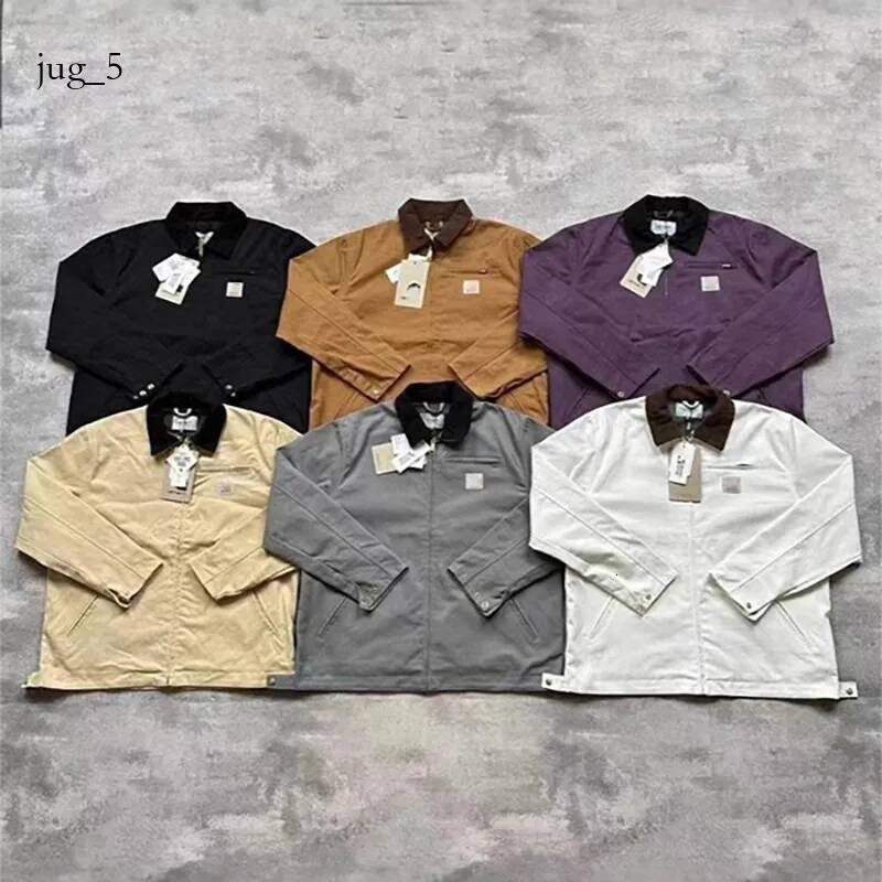 carhartlyity WIP Detroit With Cotton Lining Corduroy Collar Multi Color Men's Workwear Canvas Zipper Men Brand Designer Car Jacket 2D5 305