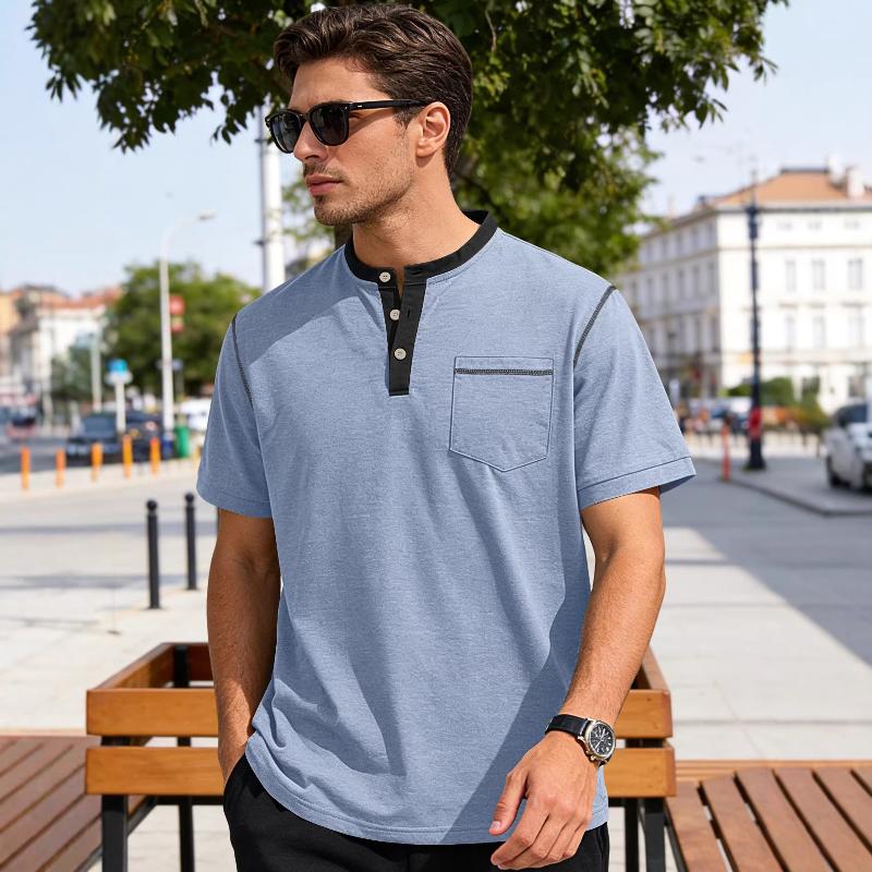 Polo d'été à manches courtes pour hommes, col montant solide, mélange de coton, évacuant l'humidité, décontracté, coupe ample, hauts S-3XL