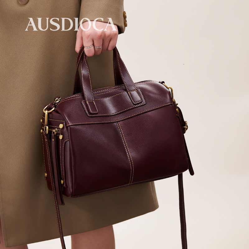 Sac de créateur vintage de luxe sac à main en cuir véritable pour femmes nouvelle mode grande capacité fourre-tout de banlieue Style Boston S épa