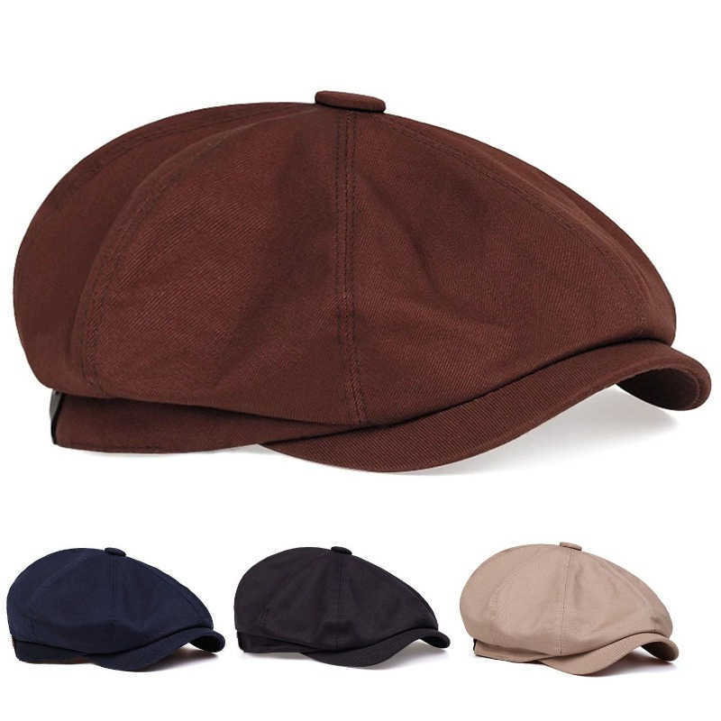 Newsboy Fashion Cap Men's Twill Cotton Hat 8 Panel Hat Baker Caps RetroGatsby Hats Casual Brand Cap Beret for Male Gorras Hombre S2610162TIM