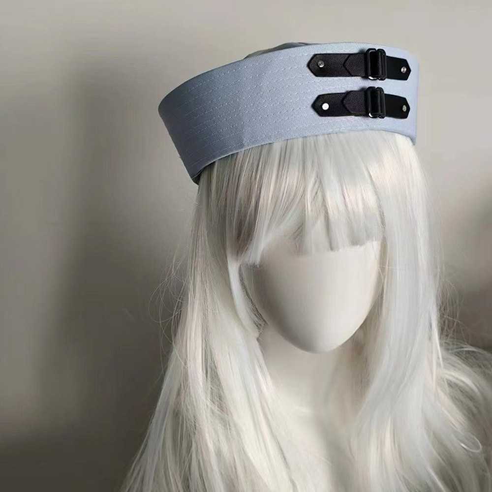 Black Festival Leather Buckle Sailor Hat PU Chain Sweet Captain Hat Versatile Y2K Vintage Beret Seaside Photos S2610160QMB