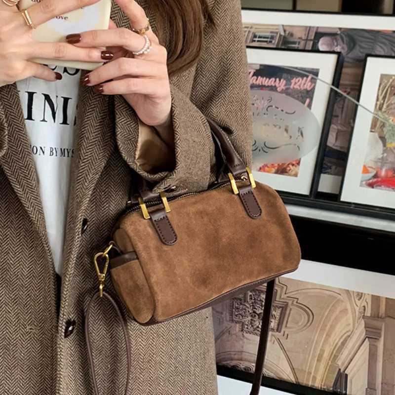 Shoulder Bags Retro Faux Suede Women's Shoulder Bag Solid Color Ladies Messenger Bags Simple Matte Leather Female Tote Vintage Handbags Purse X