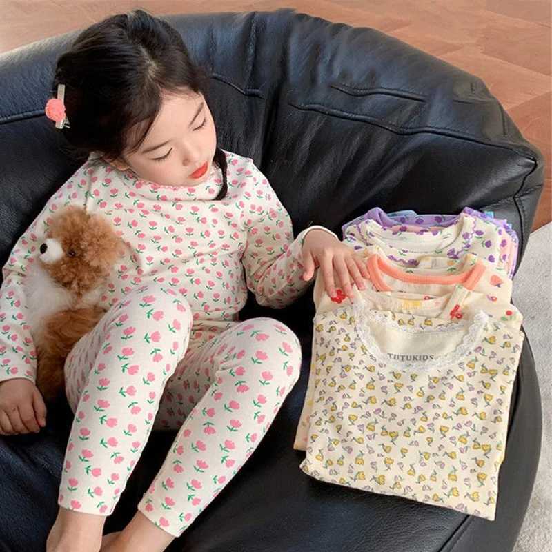 Pajamas Children He Clothing Set 2-8 Year Old Girls Fashionable German Velvet Pajamas Autumn and Winter Two Piece Set of Warm PajamasW261019