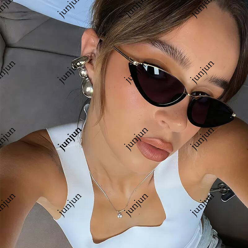 Designer European And American Style Retro Cat Eye Half Frame Women's High end Fashion Street Photography Vacation Sunshade Sunglasses