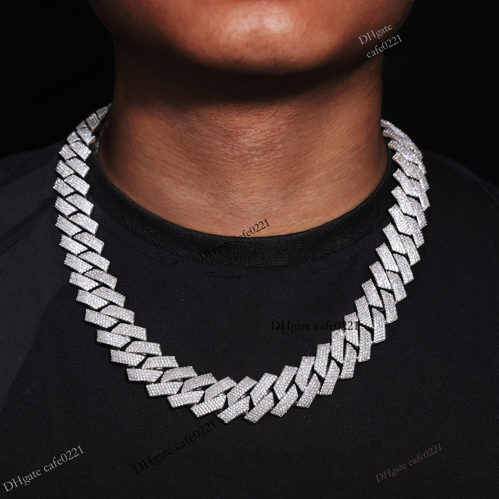 Moissante Chain Designer Cuban Chain 20mm Four-row Diamond Cuban Link Chain Hip Hop Jewelry Men Women Necklace Bracelet Designer Jewelry 18k Gold Pl