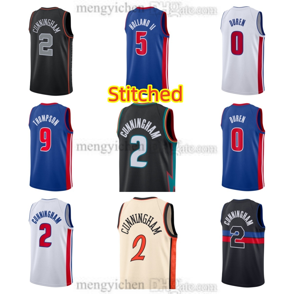 Stitched Men's Basketball Jersey Cade Cunningham 2 Jalen Duren 0 Javonte Green 31 Ronald Holland II 5 Ausar Thompson 9 Duncan Robinson 55 John