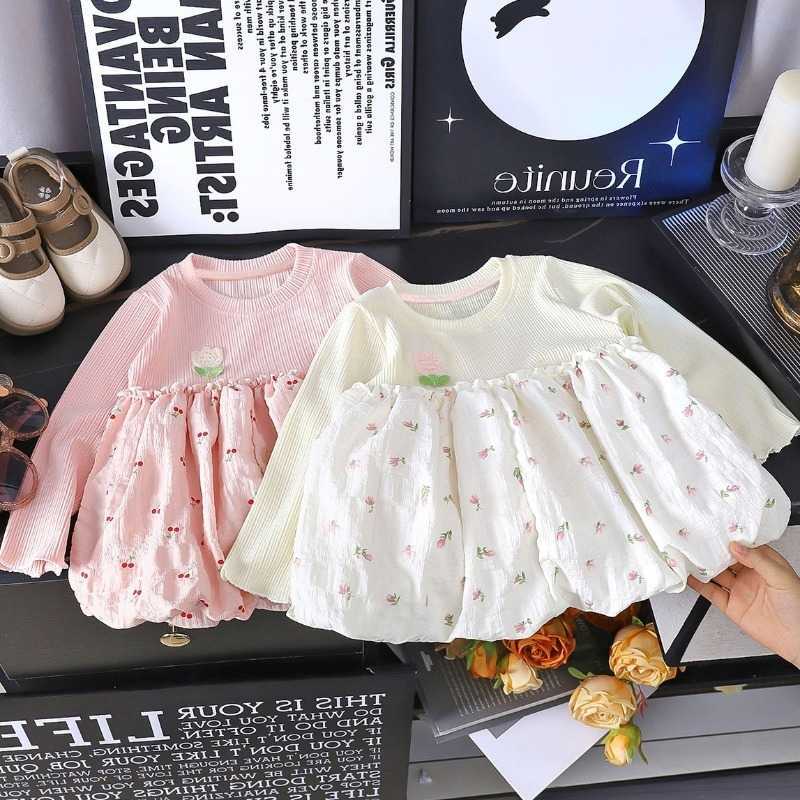 Baby Toddler Girls Long Sleeve Princess Dress Floral Print Long Sleeve Dress Spring Autumn Cute Style Kids Casual Daily Dresses S261016TDUP