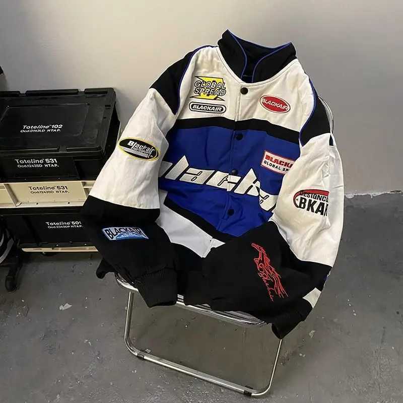 Jacket Men's Racing Jackets Retro For Men High Street Motorcycle Jacket 2025 Spring New Women Color Matching Baseball Coat Letter Print Top N26
