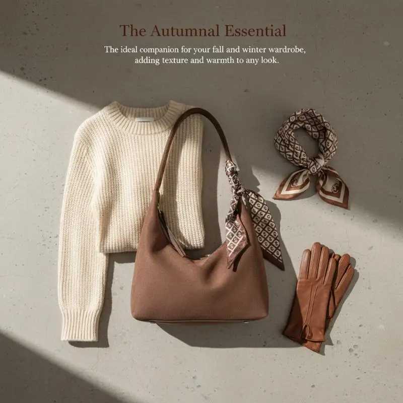 Totes Retro Soft PU Leather Women Shoulder Underarm Bags With Silk Scarf Casual Solid Color Ladies Fashion Shoulder Bags X261016