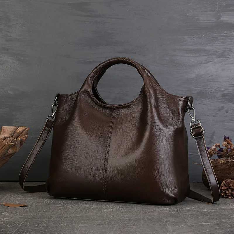 Shoulder Bags Vintage Designer Genuine Leather Tote Bag High Quality Large Commuter Shoulder Crossbody Top Handle Bag for Women H261016