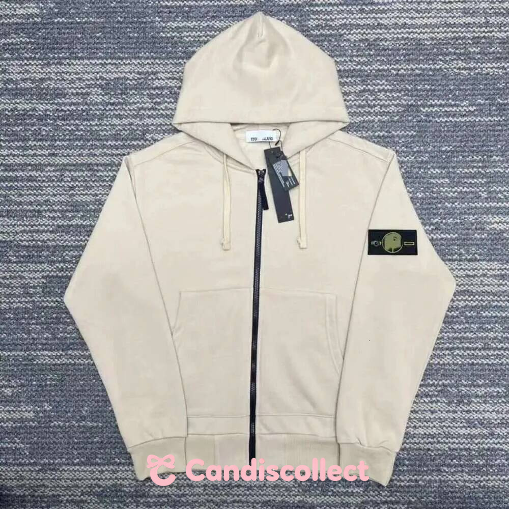 stone Cross Border Designer Clothing Stone Embroidered Unisex Solid Mens Color Casual Sports Hoodie Jacket Compass Sleeve Zipper Sweatshirt Technica