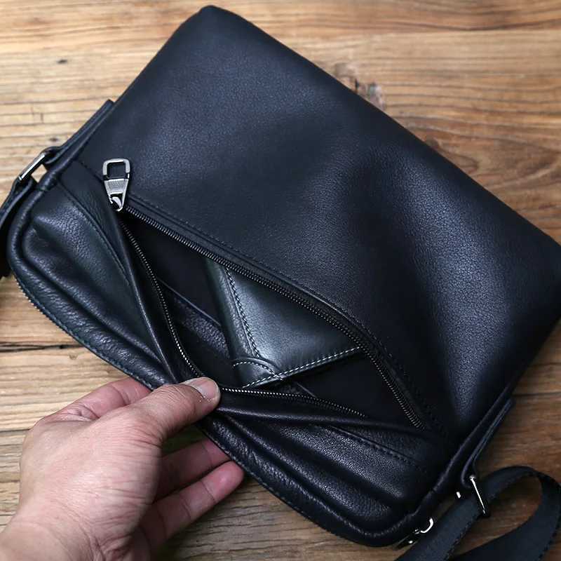 Cross Body NZPJ Men's Top Layer cowhide Shoulder Bag Casual Genuine Leather Messenger Bag Trendy For 10-Inch IPad H261016