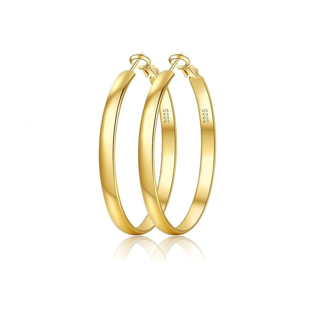 2026 Amazon Bestseller 5Mm Wide Curved 925 cologne Silver Needle Large perfume Hoop Earrings Foreign Trade Accessories Designer L2