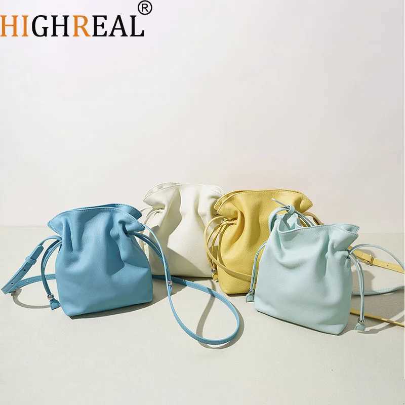 Totes HIGHREAL Candy-colored Shoulder Bag Crossbody Small Square Bag Fashion Drawstring Dumpling Bag Casual Party Coin Pouch Shell Bag X261016