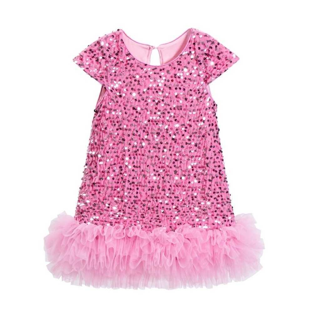 Short New Sleeved Girls Sequined Vest Skirt Fluffy Sparkly Sequin Girls Dress Costume Elegant Princess Tutu Dress Birthday Party S261016EBUL