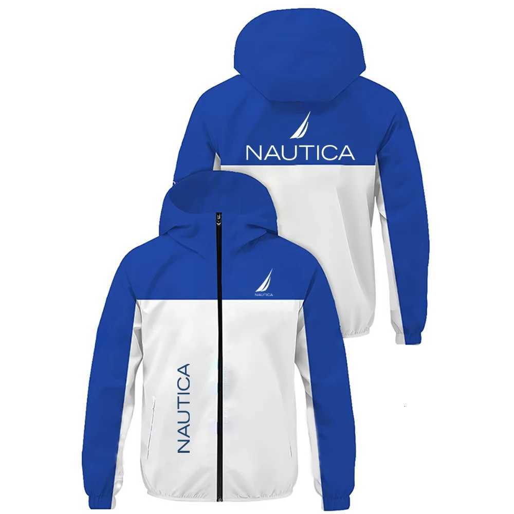 Outdoor Jackets Hoodies NAUTICA Men Color Block Hooded Windbreaker Zip Up Lightweight Hoodie Coat Casual Outdoor Sports Windproof OuterwearT261016