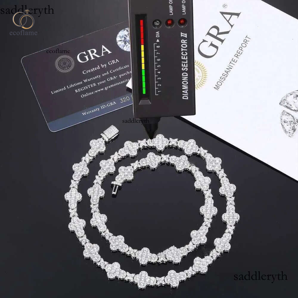 Exquisite Designer 10mm Iced Out Sterg Sier Moissanite Cross Cuban k Chain Necklace GRA Certificated Pass Dia Tester for Men Gift