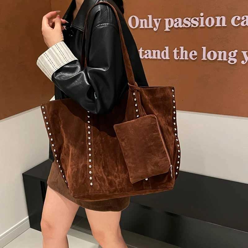 Shoulder Bags Vintage Soft Faux Suede PU Leather Totes for Women Retro Large Capacity Shoulder Bags Handbag Purse for Daily Shopping Commuting X2610