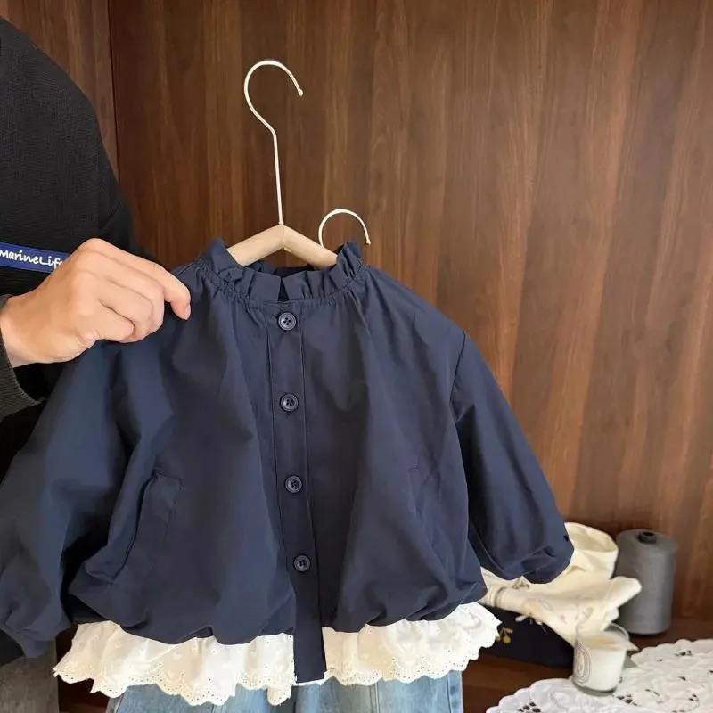 Baby Girl's Korean Style Short Spring and Autumn Wear 2025 Style Fashion and Simple Kids Outerwear Jacket261016