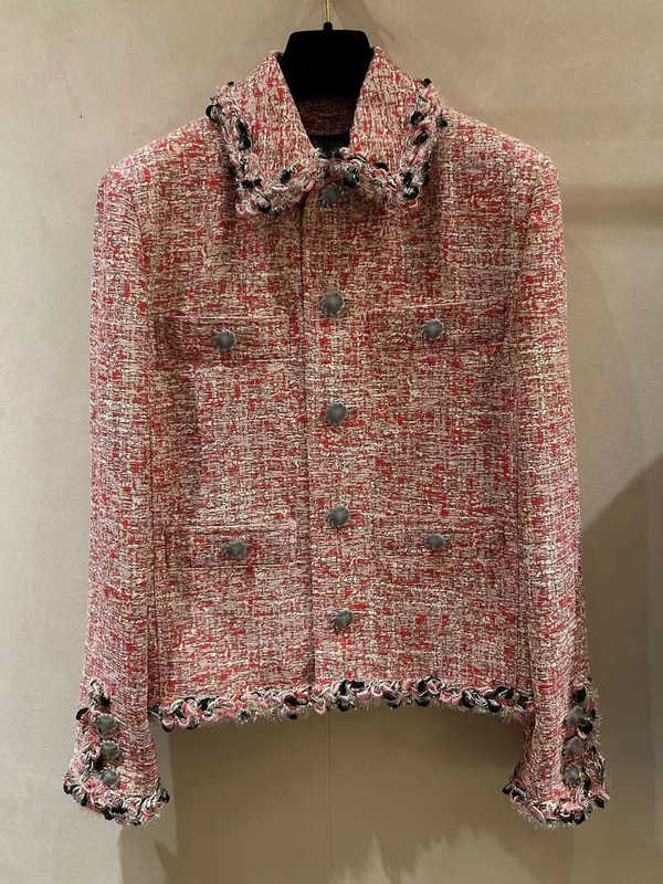 designer Women's Jackets Unique and exquisite tweed-style jacket for women, incredibly stylish, high-end, niche, and featuring textured knit de