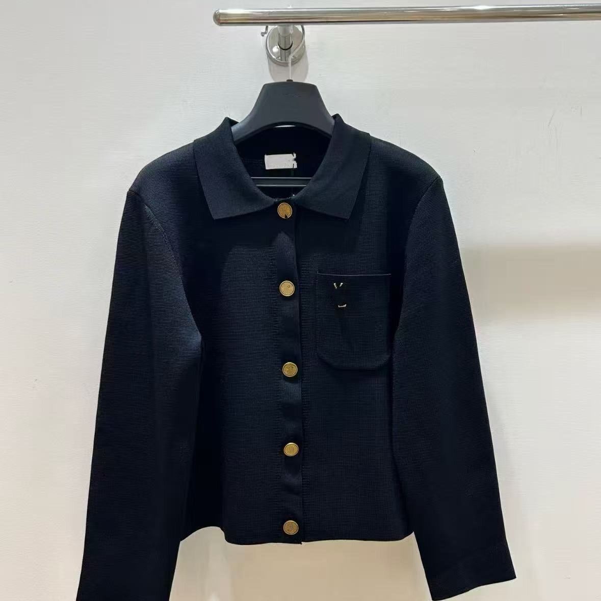 Women new designer turn down collar logo letter appliqued single breasted knitted sweater coats SML