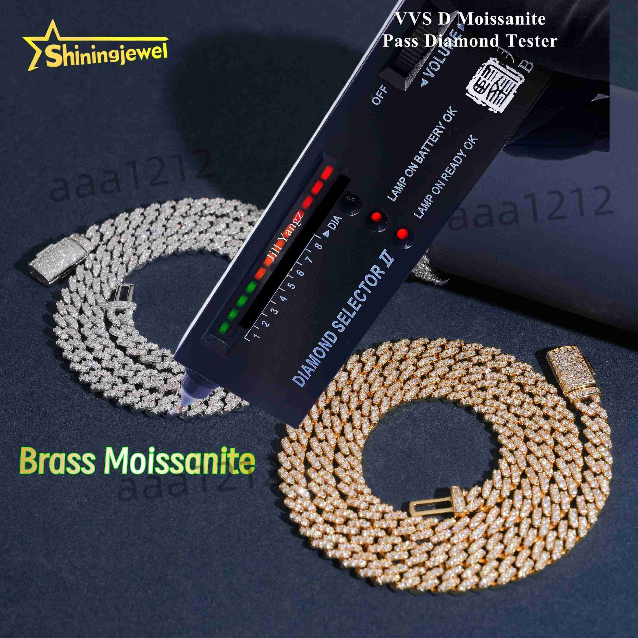Cheapest Moissanite Cuban Chain BRASS Iced Out Jewelry Moissanite Cuban Necklace Bracelet Custom Hip Hop Diamond Cuban Links 6mm