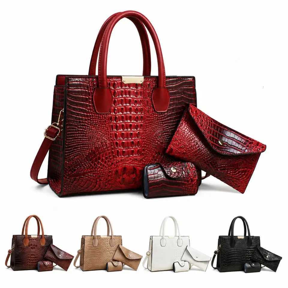 Shoulder Bags 3 Piece Set Fashion Crocodile Pattern Women's Handbags Leather Lightweight Commuting Tote Bag Large Capacity Luxury Underarm Bag
