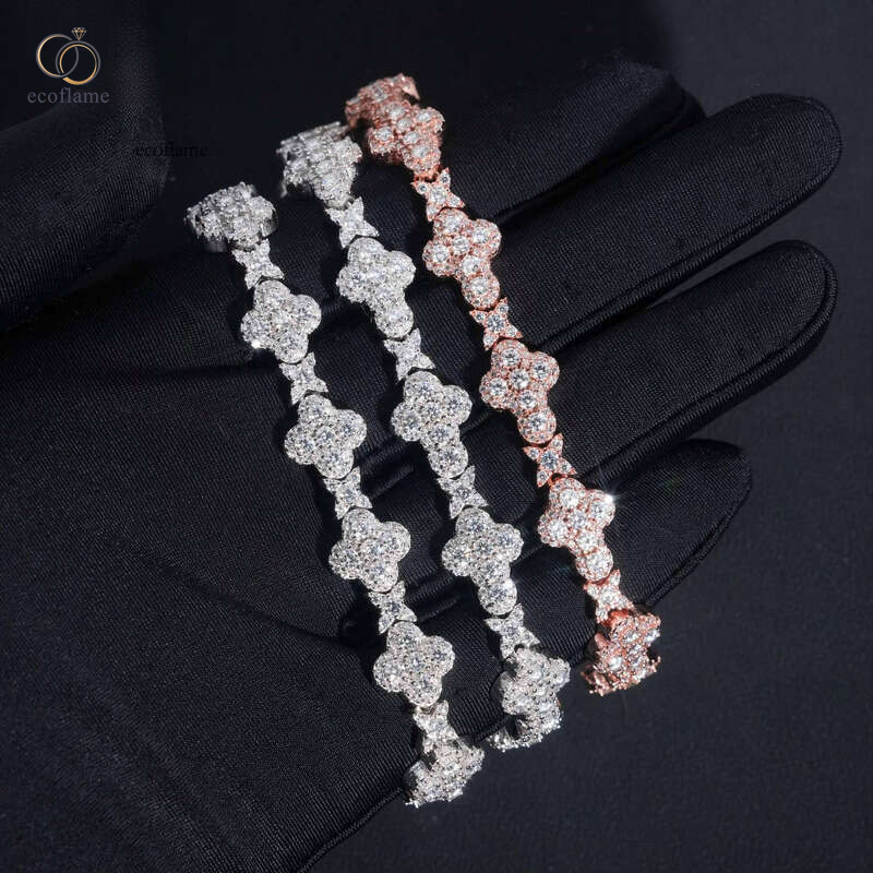 Premium Jewelry GRA Certificate Iced Out 10mm Sterling Sier Hip Hop Cross Moissanite Bracelet