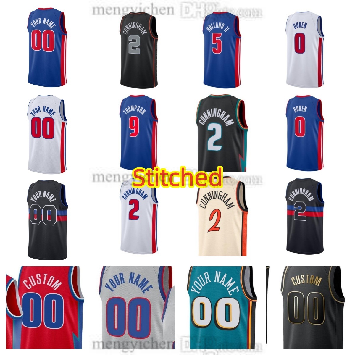 Stitched Men's 2027 Basketball Jerseys Cade Cunningham 2 Jalen Duren 0 Ronald Holland II 5 Ausar Thompson 9 Duncan Robinson 55 John Collins 20