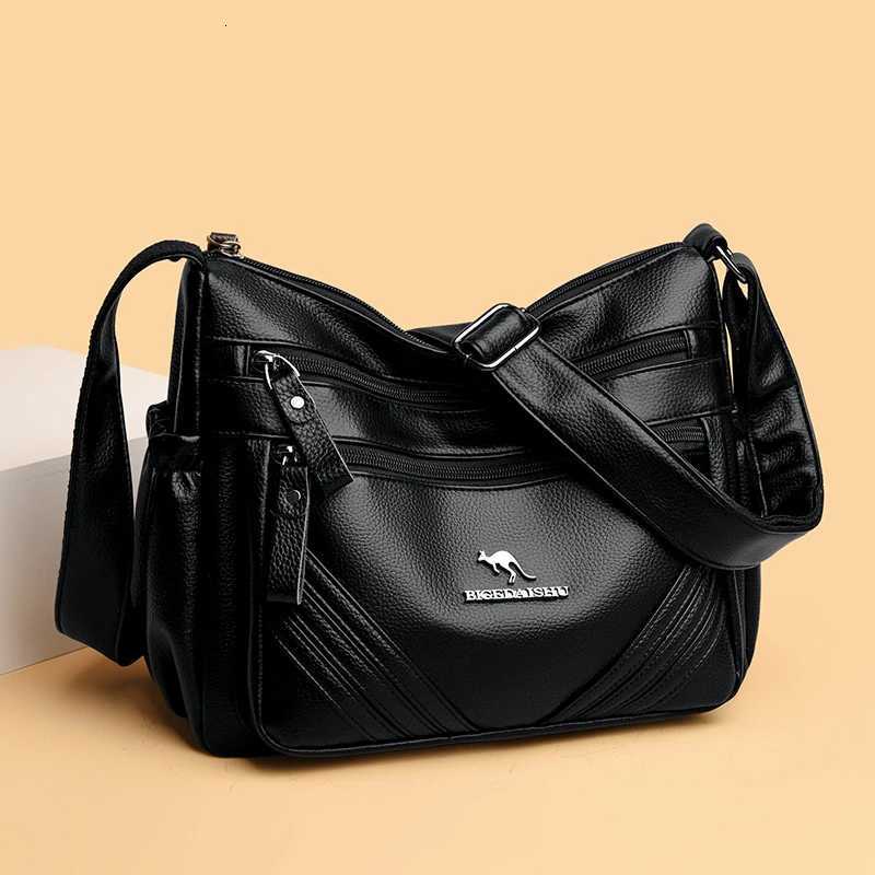 Shoulder Bags Women's Brand Trendy Shoulder Bag Leather Crossbody Bag Women's Trendy Portable Black Large Capacity Bag Soft Shoulder bags