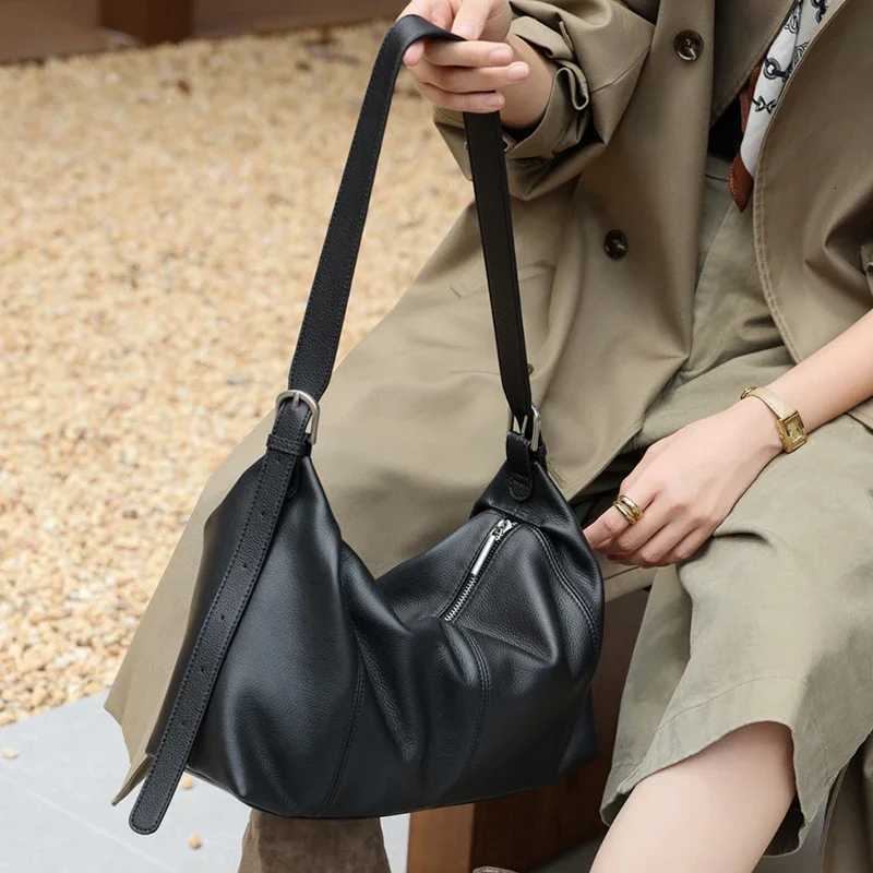 Cross Body Genuine Cowhide Women Soft Hobo Shoulder Bag Slouchy Real Leather Ruched Handbag Drawstring Tie Detail Zipper Crossbody Purse H261016
