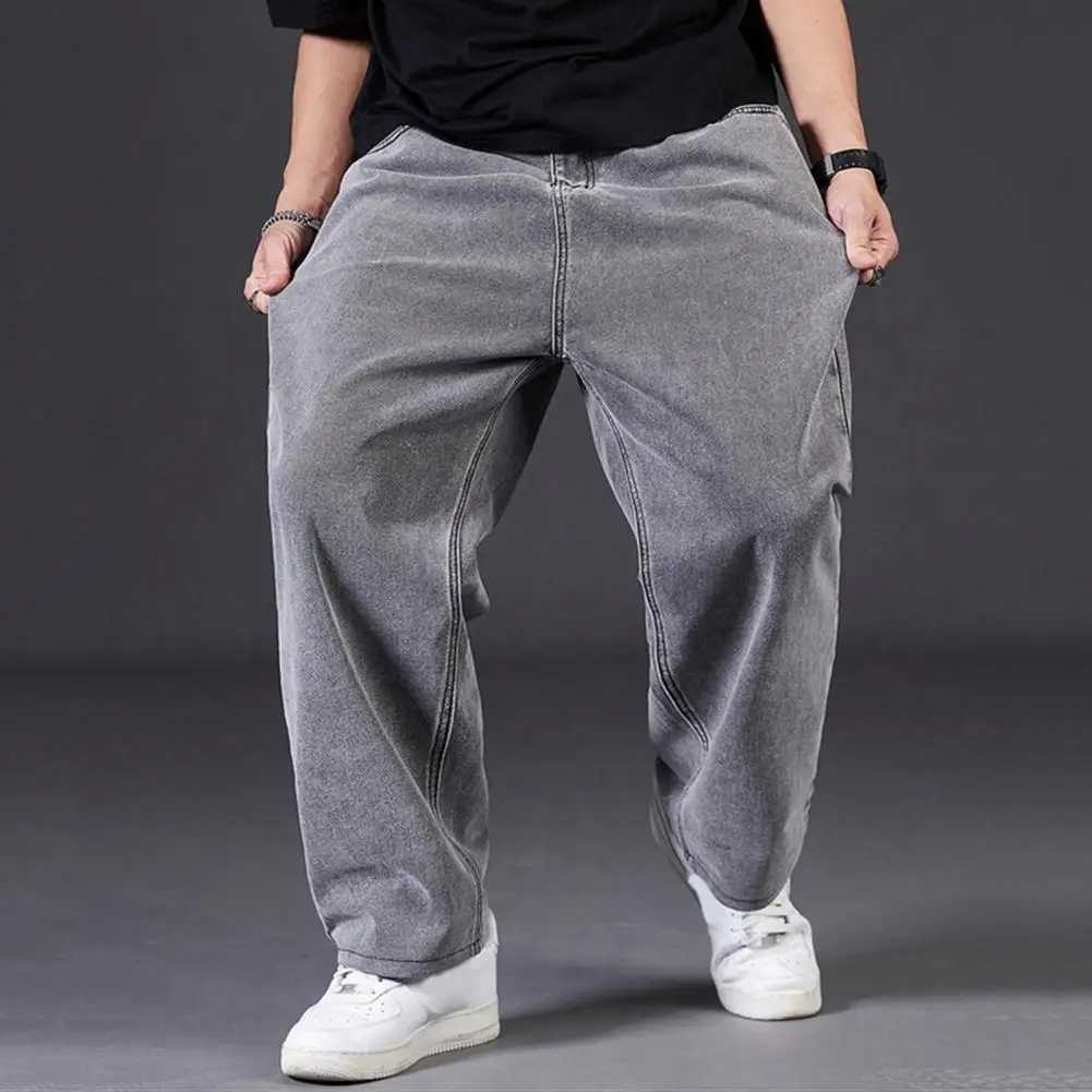 Men's Jeans 2025 Summer Autumn Thick-legged Big Trousers Wide Trousers Jeans Men's Straight Loose Big-legged Wide-leg Large Size Denim Jea