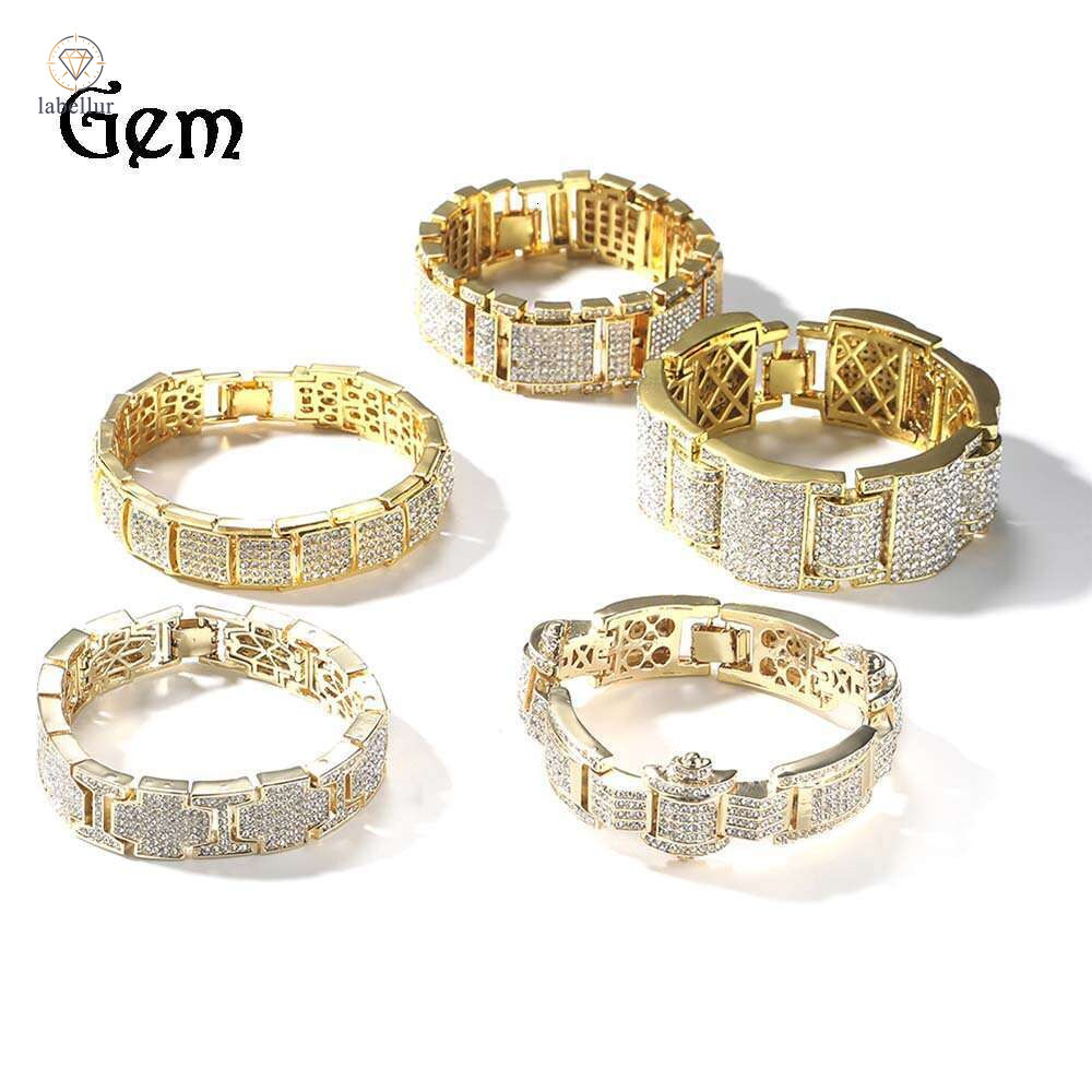 Moissanite Jewelry Hip Hop Cool Diamond-Studded Bracelet Personality Trendy Men Exaggerated Dominant Alloy Full Diamond Hand Jewelry Wholesale 1