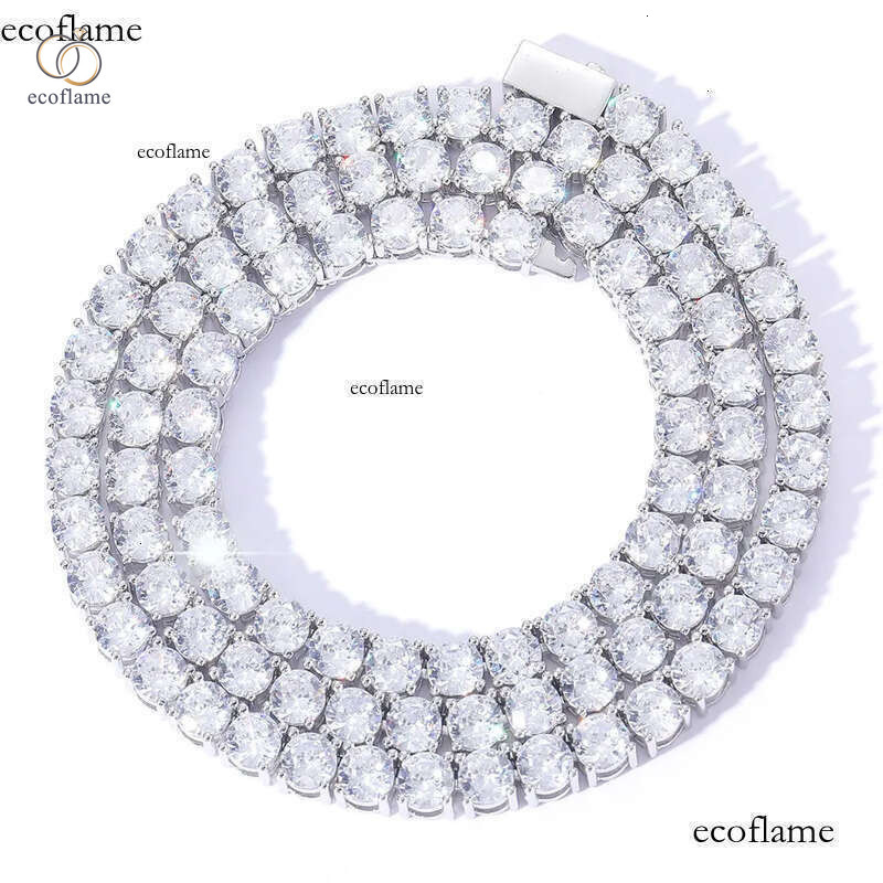 Hip Hop Tennis Chains Jewelry TopBling 5A Zircon Dia Necklaces Spring Clasp Real Gold Plated 3mm 4mm 5mm