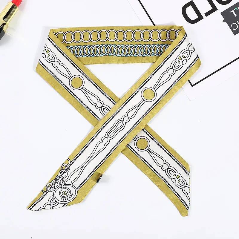 Travel Portable Design Ladies Neck Scarf Designer Lightweight Thin Scarves Hair Bag Headband 120*8Cm 22Style