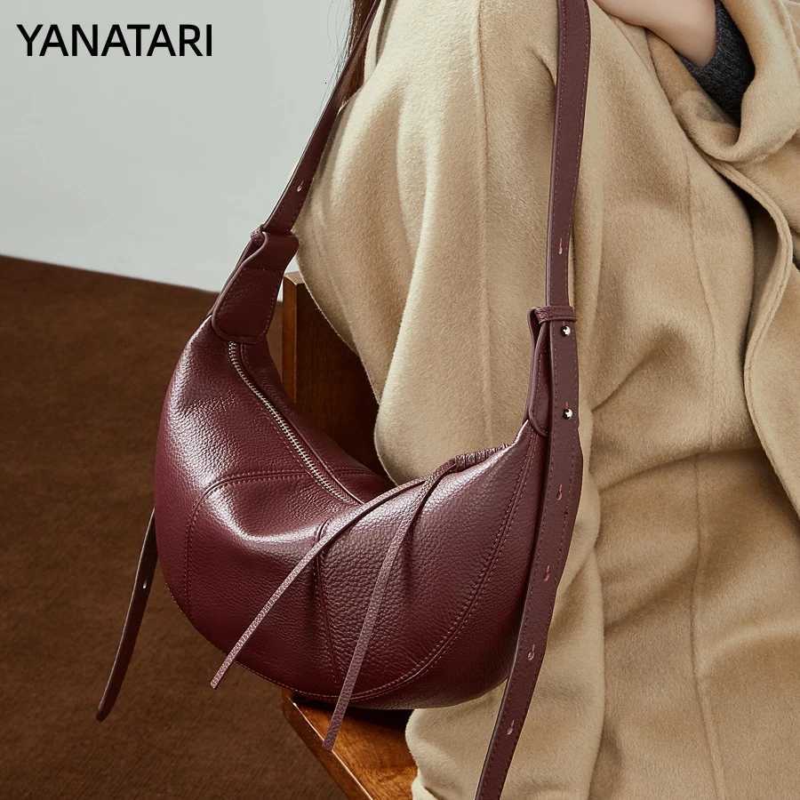 Cross Body YANATARI Soft Leather Dumpling Bag Leather Bag Soft Leather Large Capacity Minimalist Crossbody Bag Women Female Fashion H261016