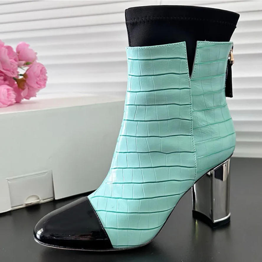 Classic Womens Designer Ankle Boots With Side Zipper Mid Heel For Daily Wear Classic Round Toe Boots For Autumn Winter Multifunctional Boots For Dai