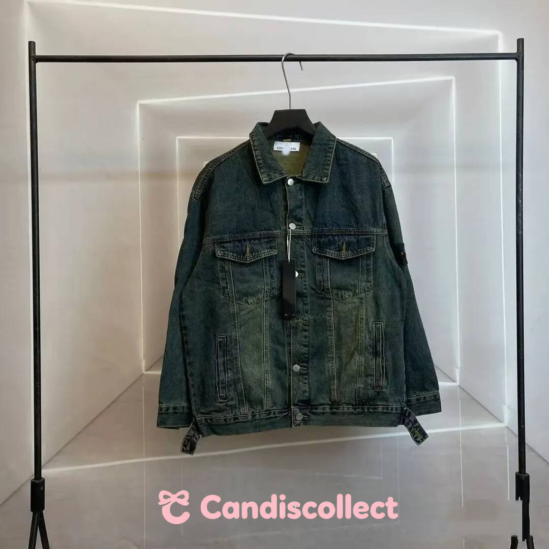 stone American retro stone fashionable denim men's and women's new high version trendy brand washed loose casual jacket stone 32f