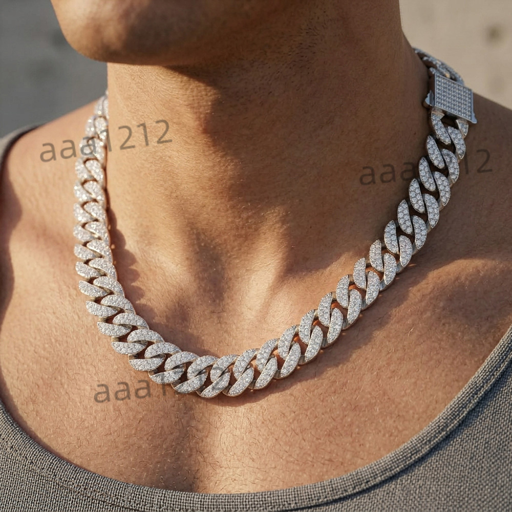 O-Link Moissanite Brilliant Cut Cuban Link Chain S925 Sterling Silver Unisex Hip Hop Iced Statement Necklace Bold Luxury Jewelry