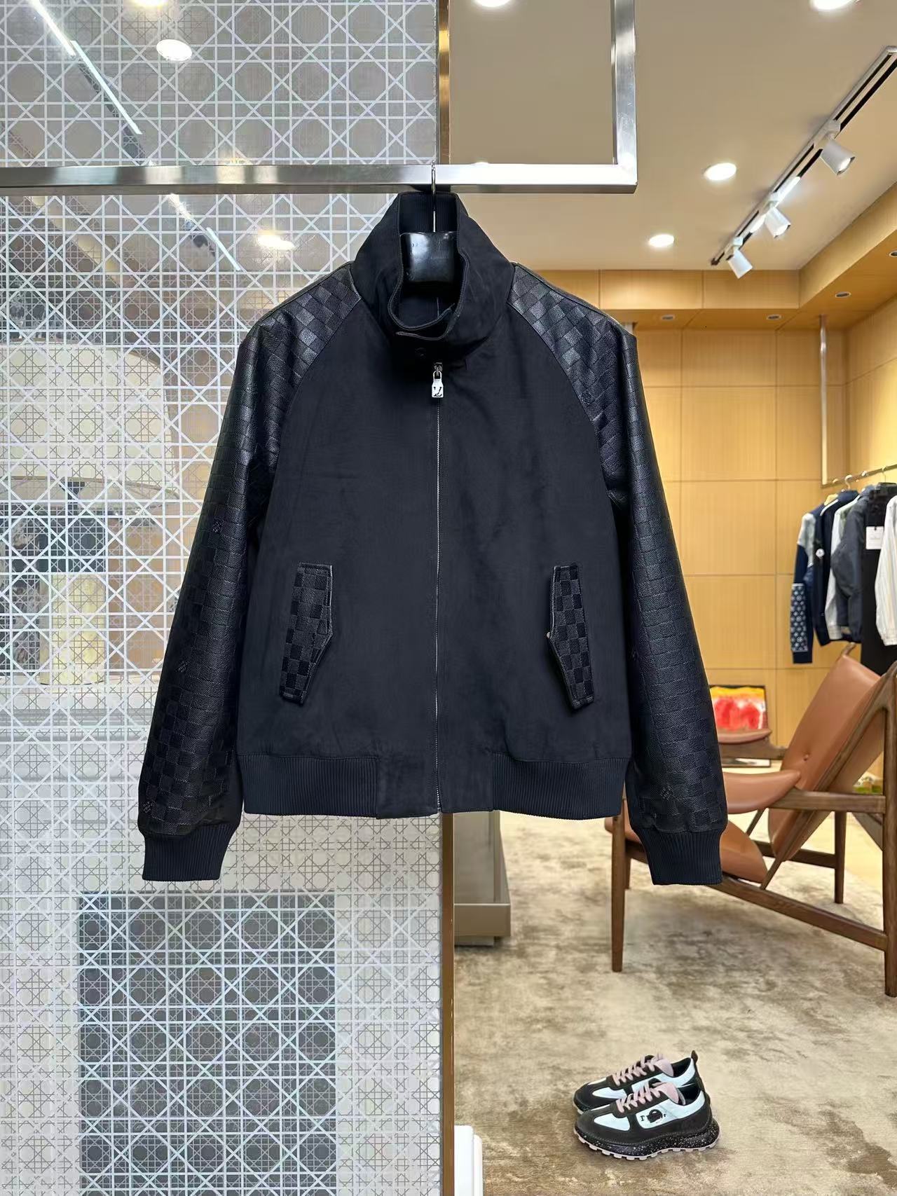 Designer Cross-Border European Style 2026 High-Quality Logo Checkered Patchwork Stand Collar Jacket 2e75