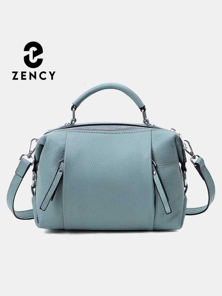 Shoulder Bags Zency Women's Genuine Leather Bag Simple High Quality Tote Bag Small Vintage Boston Handbag Female Shoulder Crossbody Bag X261016