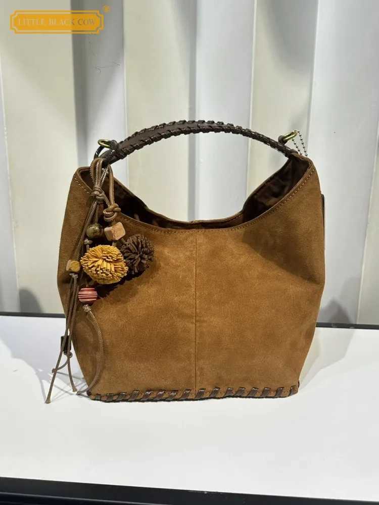 Cross Body Fashion Elegant Women Versatile Bucket Bag Small Totes Handbag Suede Casual Ladies Crossbody Underarm Single Shoulder Bag H261016
