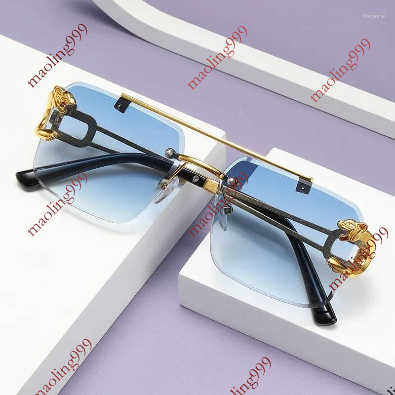 Sunglasses 2024 Fashion Rimless Square Double Bridge Sun Glasses Vintage Women Men UV400 Gafas De Sol Hombre Lentes Mujer