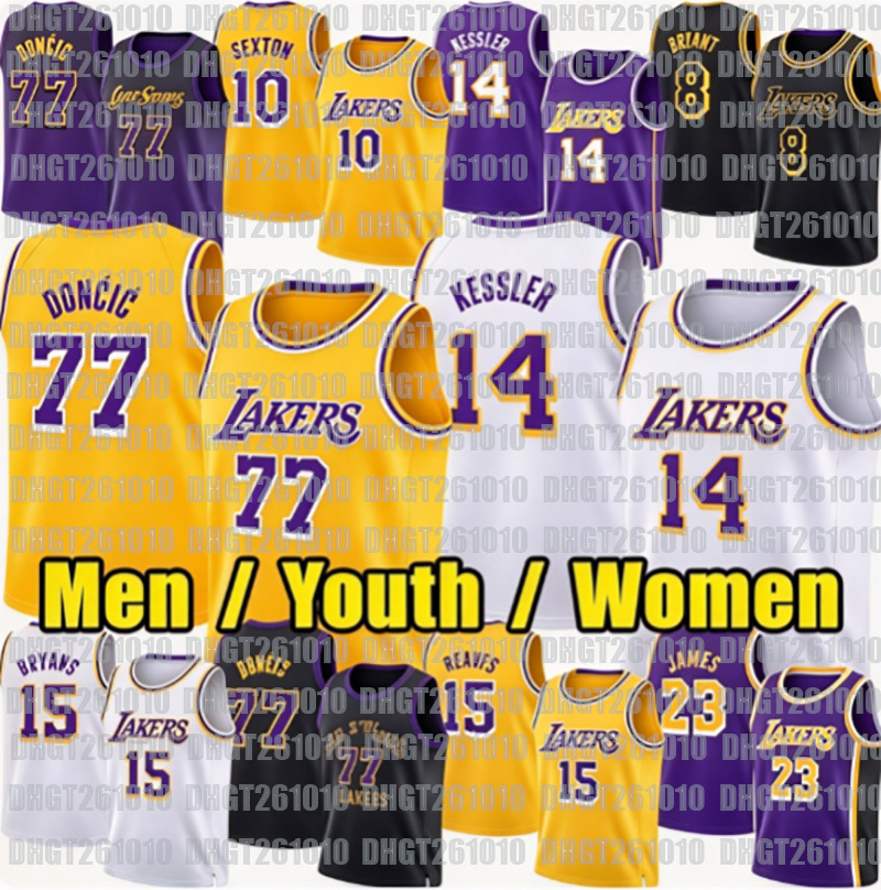 2026 Custom Lakerss Basketball Los Angeles Luka Doncic James Walker Austin Collin Sexton Quentin Grimes Bryant Jake Hardy Jersey