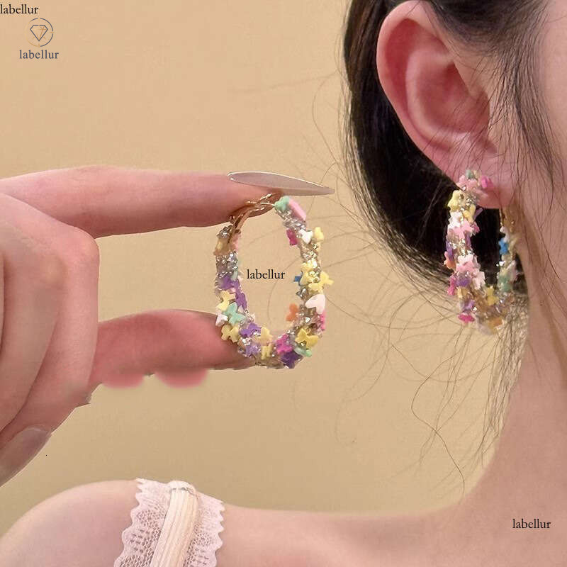 Princess Escape~ Spring Summer Colorful Dopamine Flower Hoop for Women Vacation Style Beach Photo Earrings Unique Ear Jewelry 2
